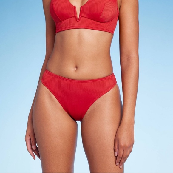 Shade & Shore Other - NWT Women's Ribbed Hipster Cheeky Bikini
Bottom - Shade & Shore Red S